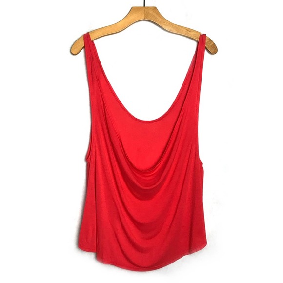 Foreign Exchange | Red Tank Top with Draping Back - Picture 1 of 7